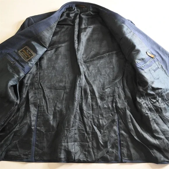 Jos A Bank Reserve 50R Blue‎ Plaid Reda Wool Soft Shoulder Blazer Sport Coat